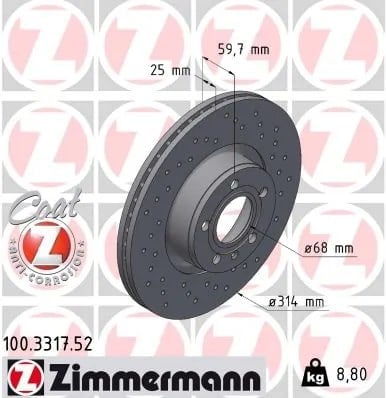ZIMMERMANN 100 3317 52 Fren Diski 4F0615301D uygun fiyat hızlı kargo