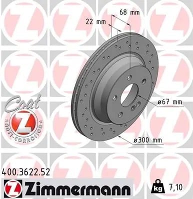 ZIMMERMANN 400 3622 52 Fren Diski 0004230912 uygun fiyat hızlı kargo