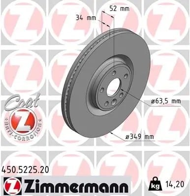 ZIMMERMANN 450 5225 20 Fren Diski J9C1167 uygun fiyat hızlı kargo