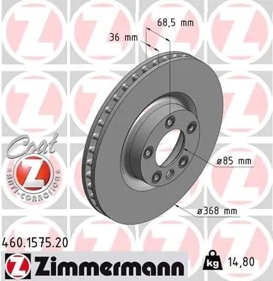ZIMMERMANN 460 1575 20 Fren Diski 7L8615301A uygun fiyat hızlı kargo