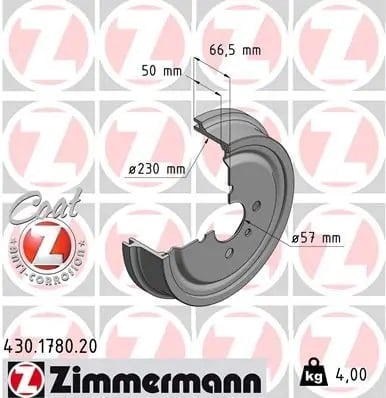 ZIMMERMANN 430 1780 20 Fren Kampanası 568063 uygun fiyat hızlı kargo