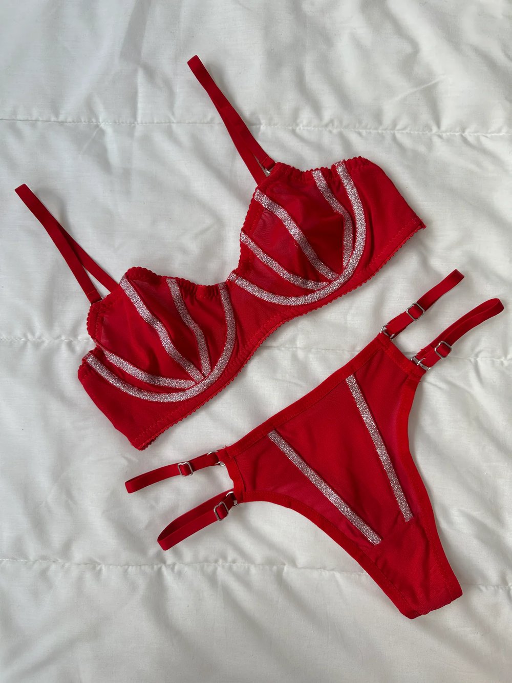 Simli Lori Kırmızı Bralet Takım