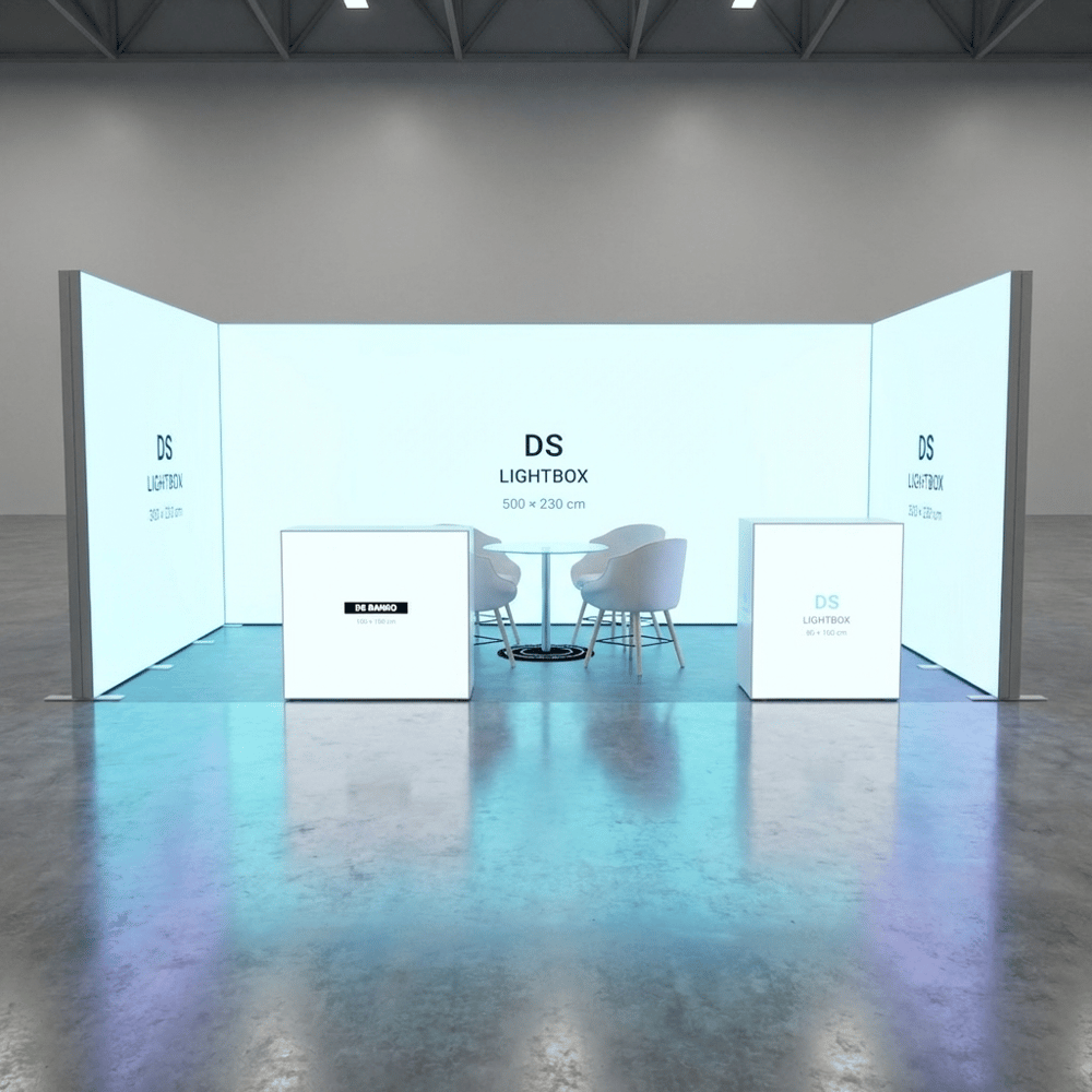 15 m² (500×300 cm)  DS Modüler Lightbox kongre ve fuar Standı  - set 18