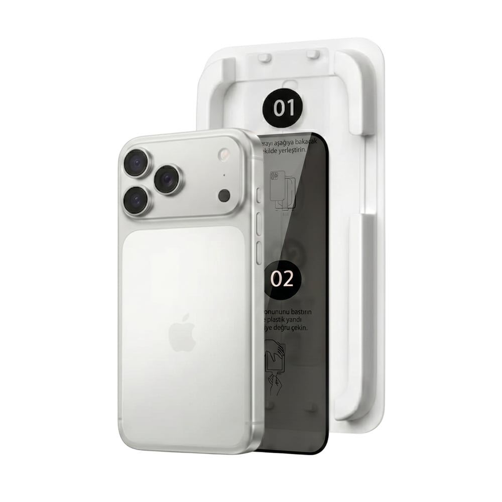 Fulltech MagicBox iPhone 17 Pro Premium Tempered Glass Aparatlı Ekran Koruyucu - Privacy