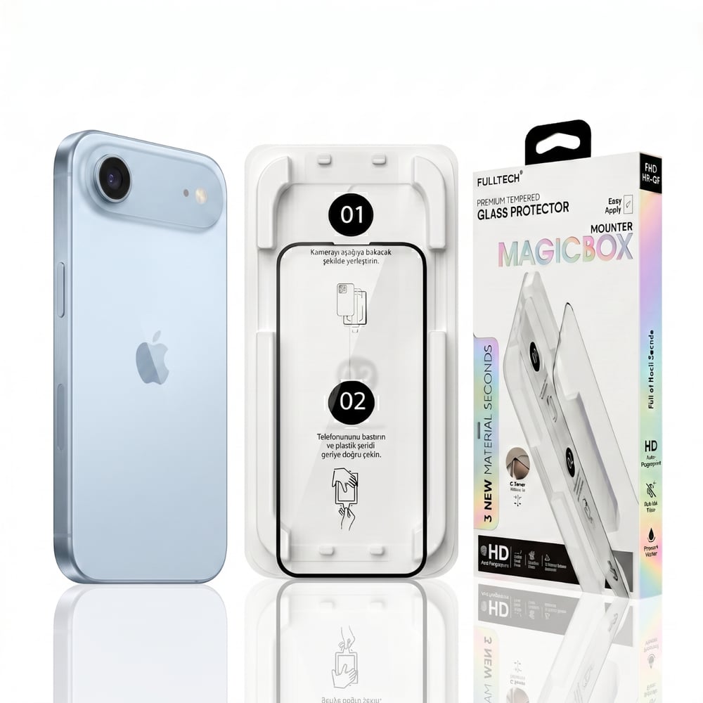 Fulltech MagicBox iPhone Air Premium Tempered Glass Aparatlı Ekran Koruyucu - Clear