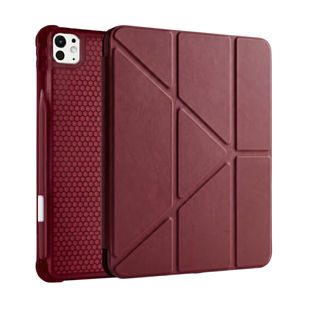 PS iPad Pro 11 inç (M5)/(M4) Tri Folding Standlı Kılıf - Bordo