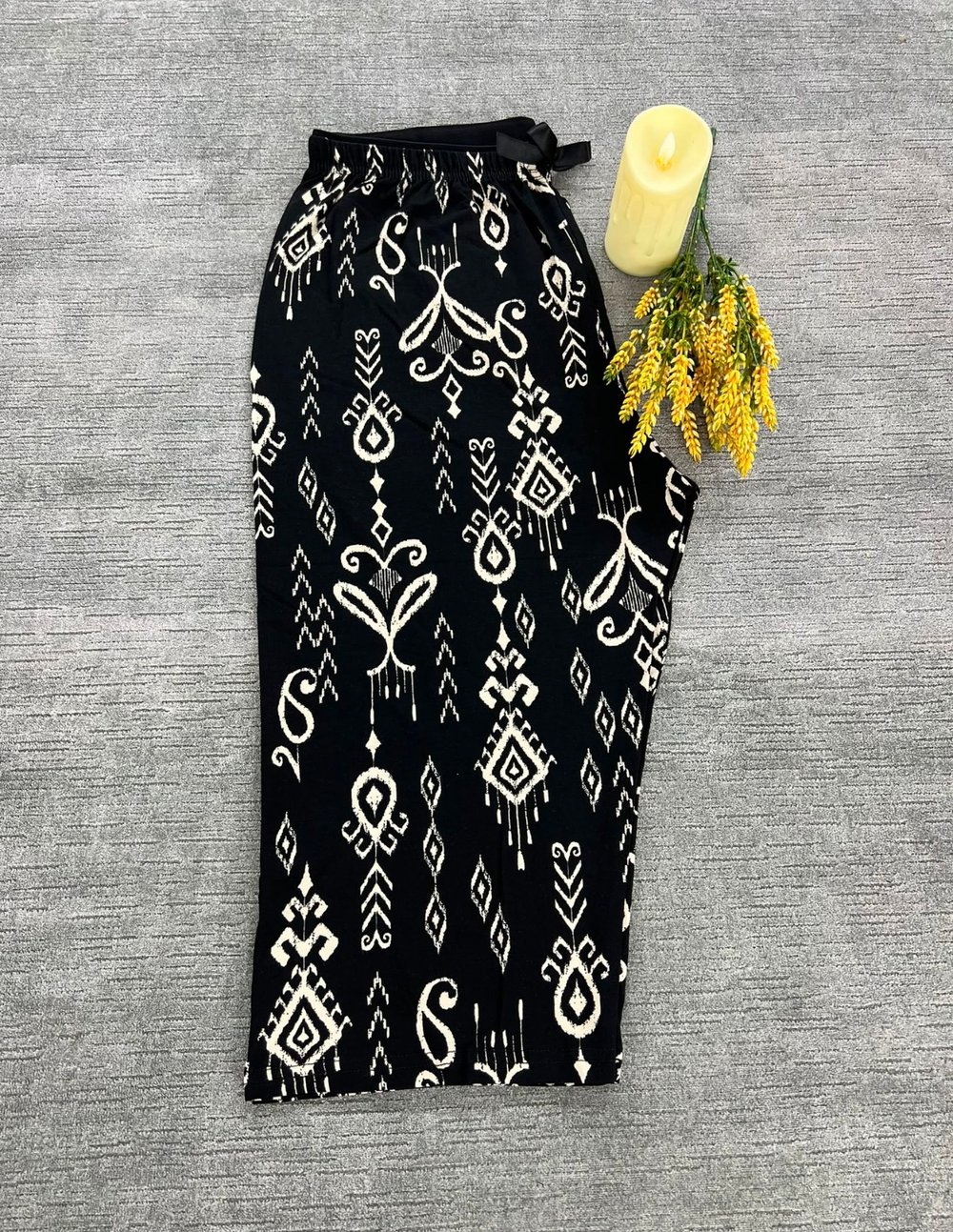 Full Likralı Beli Lastikli Kapri Pijama Altı Kilim Desenli