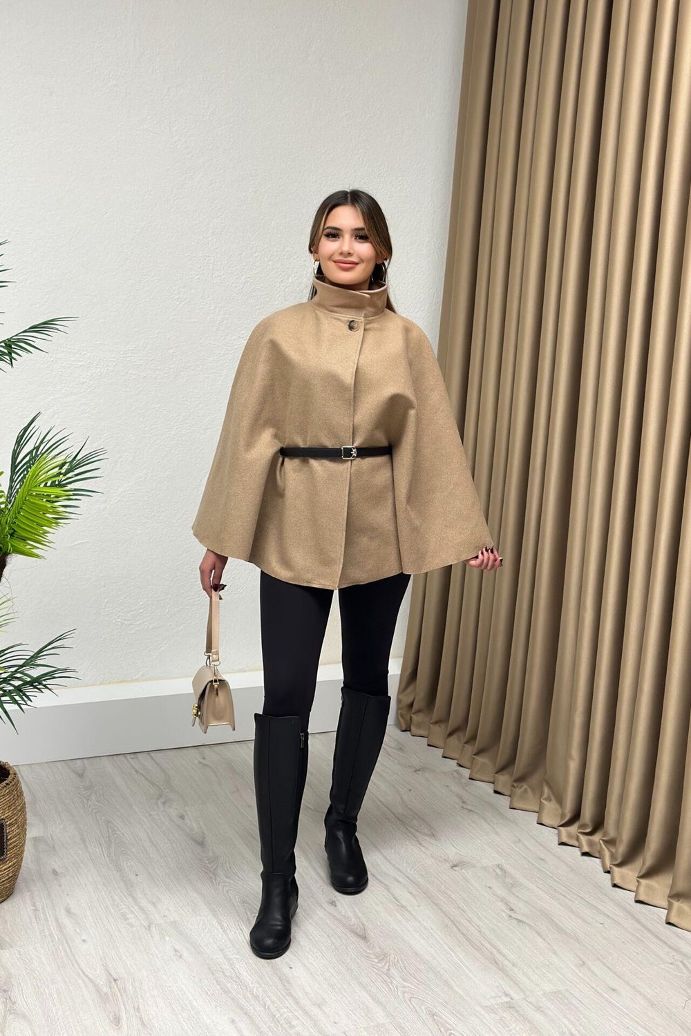 Kemerli Kaşe Panço Camel