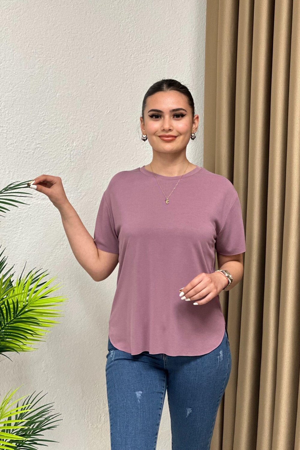Modal Kumaş T-Shirt Gül Kurusu