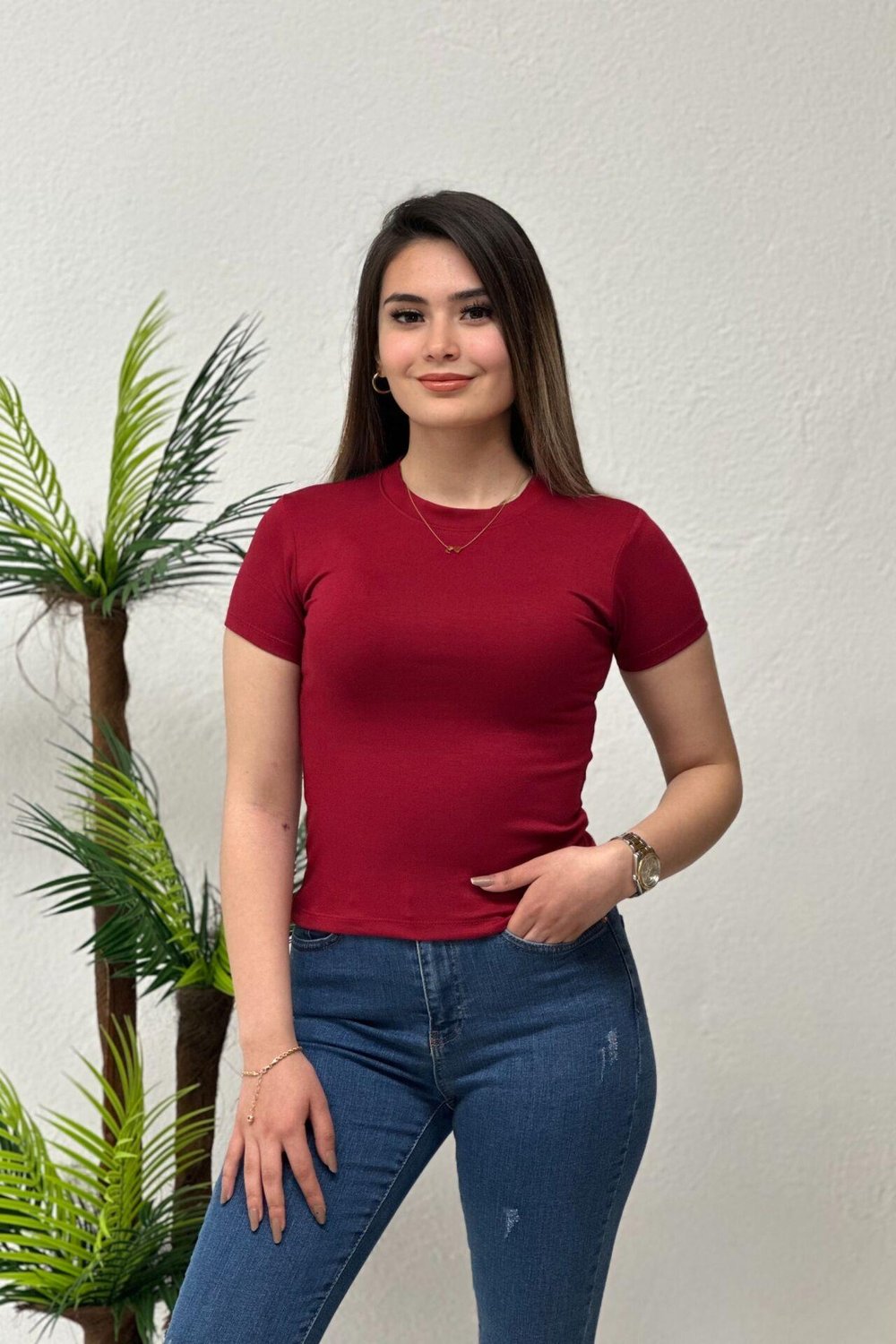 Oysh Modal Kumaş Body Bordo