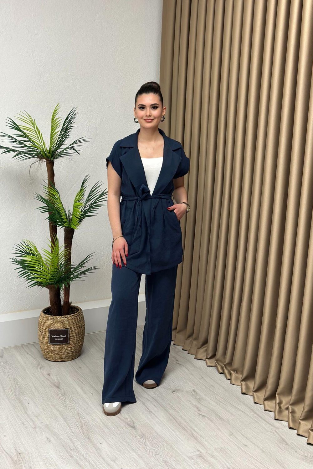 Premium Kalite Modal Kumaş Yelek Pantolon İkili Takım Lacivert