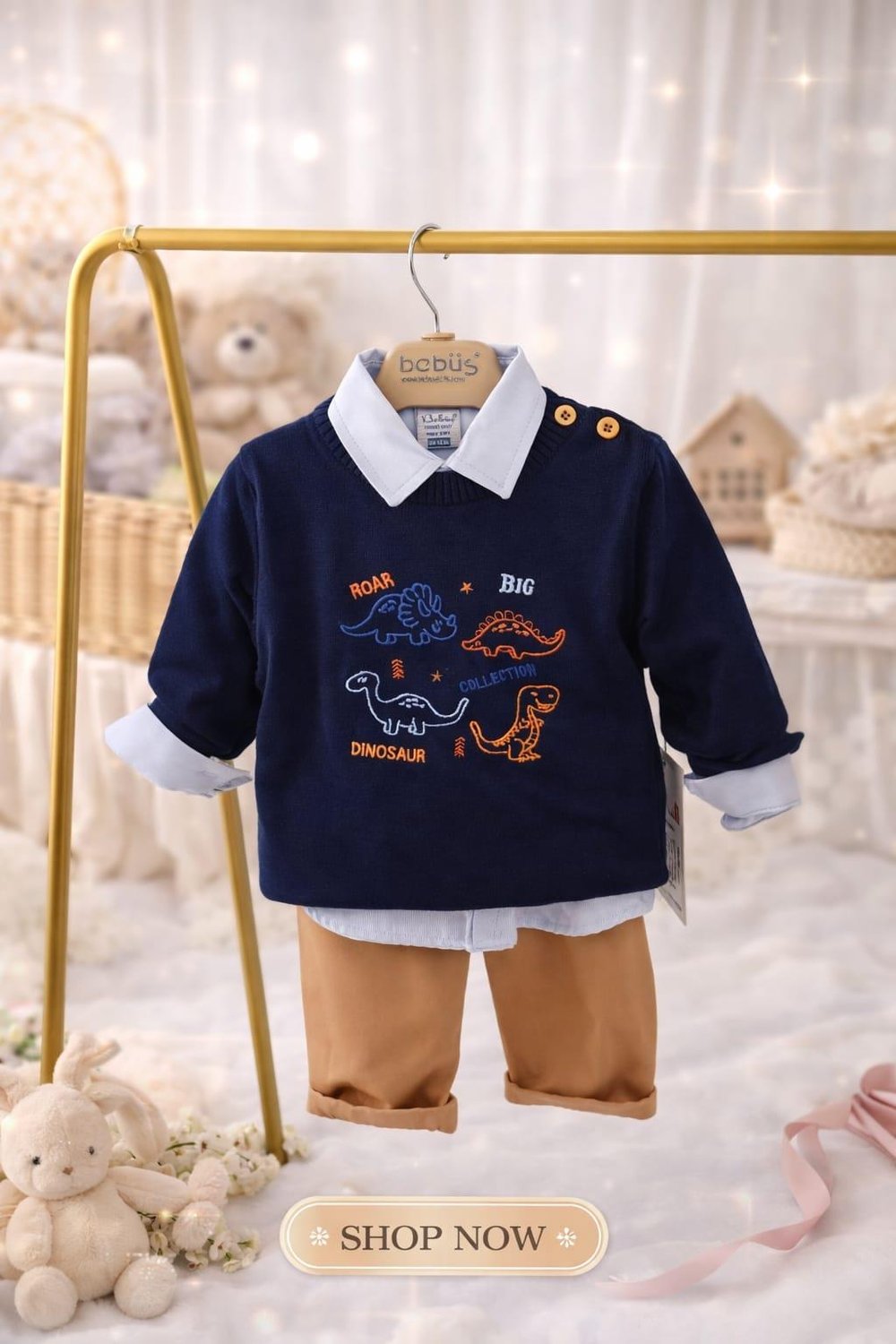 Erkek Bebek 3'lü dino takım