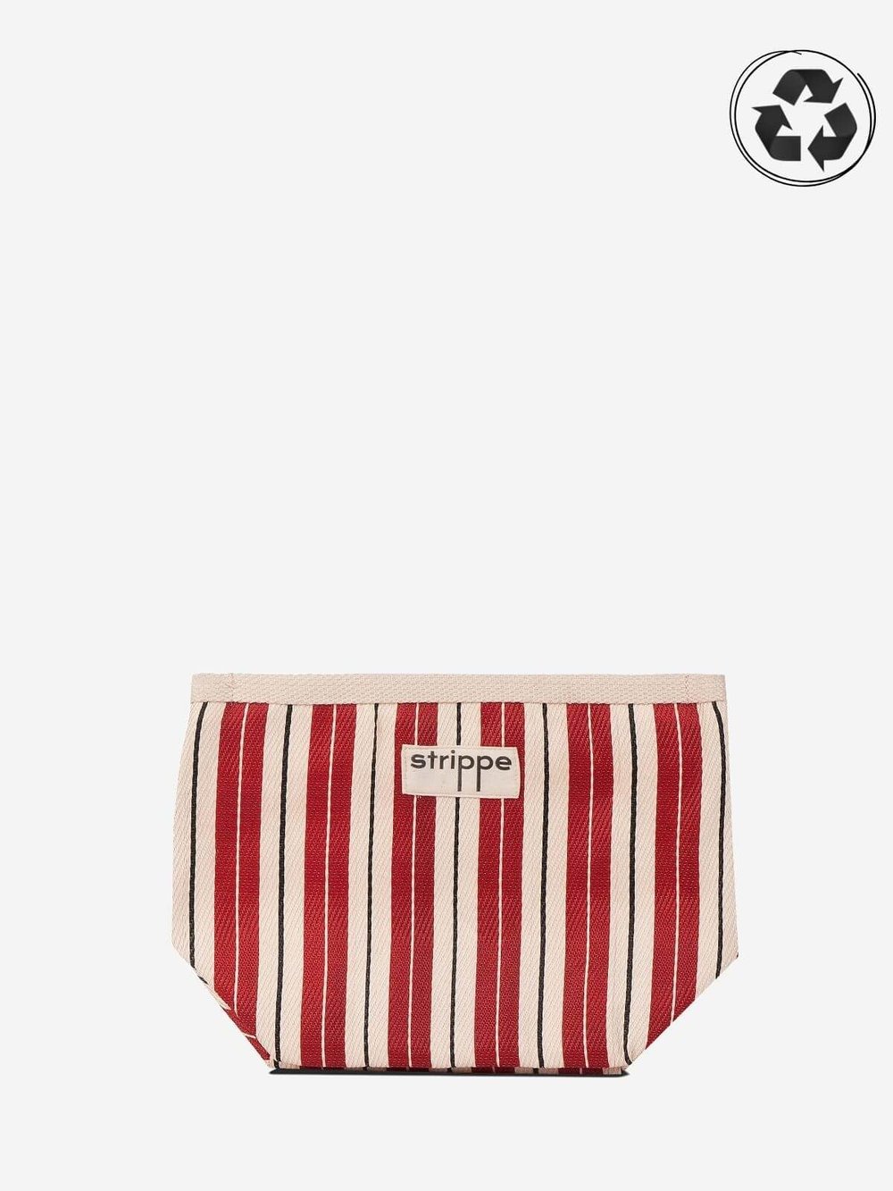 VIVA - Bordo Krem Çizgili Naylon Kumaş Pouch Portföy Çanta