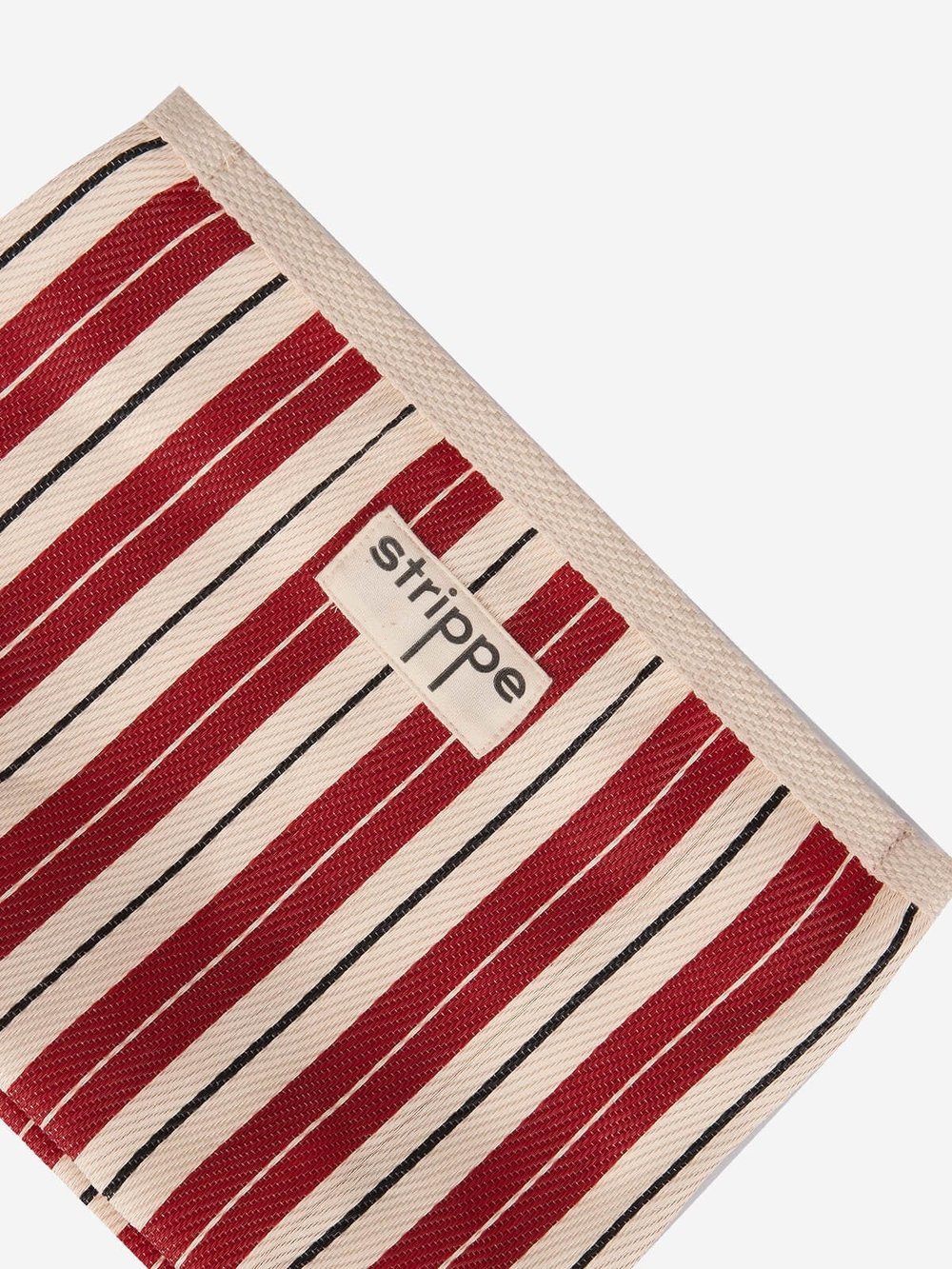 VIVA - Bordo Krem Çizgili Naylon Kumaş Pouch Portföy Çanta
