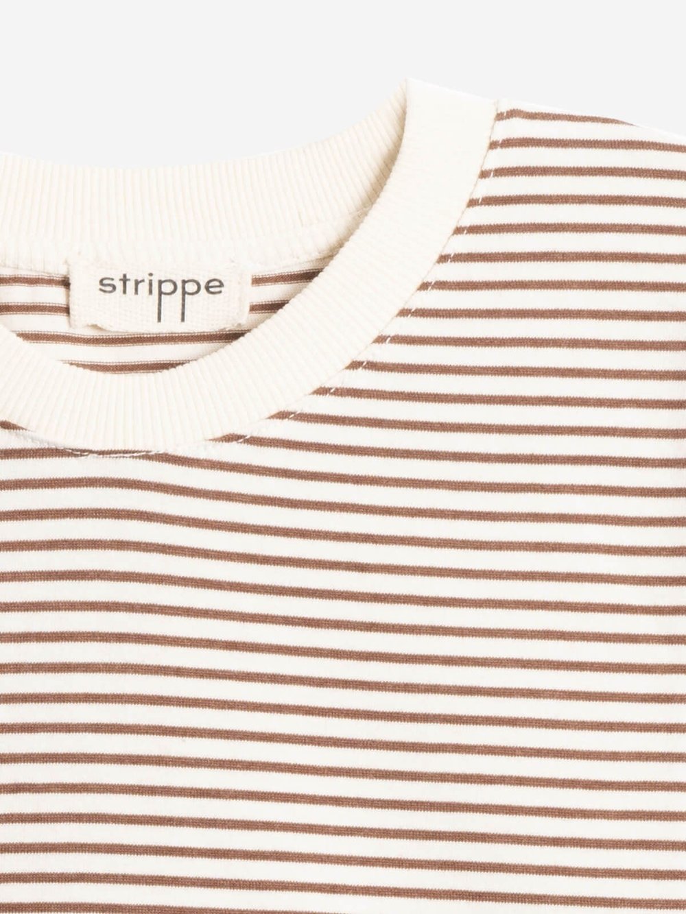 BRETON	 - Kahverengi Çizgili Regular Kalıp Krem T-shirt 