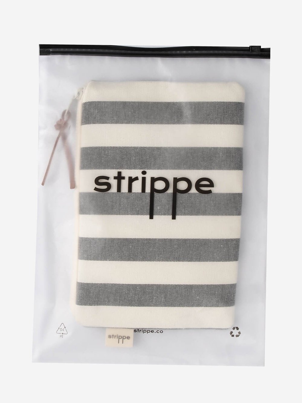 BREEZE - Kalın Çizgili Siyah Pouch Portföy Çanta