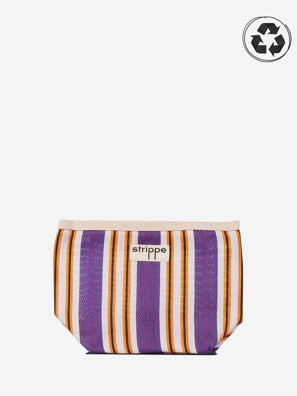 VIVA - Mor Çizgili Naylon Kumaş Pouch Portföy Çanta