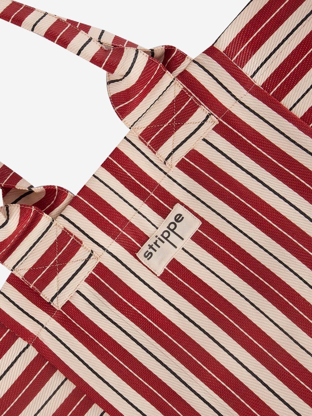 NOVA - Bordo Krem Çizgili Büyük Boy Naylon Çanta - Tote Bag
