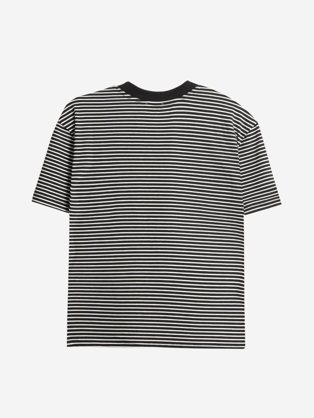 NOIR	 - Krem Çizgili Regular Kalıp Siyah T-shirt 