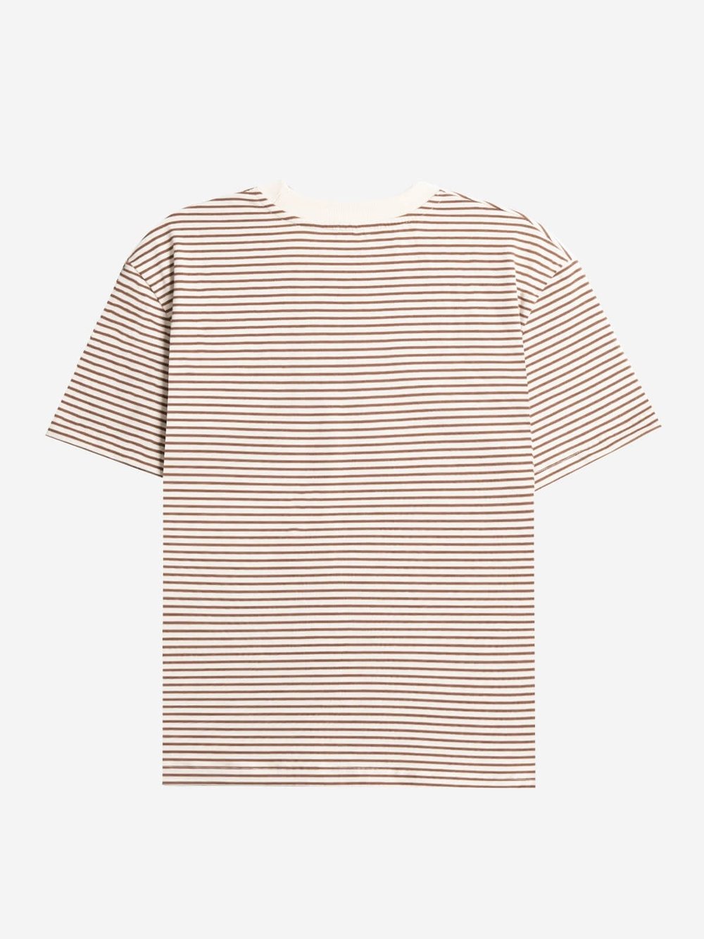 BRETON	 - Kahverengi Çizgili Regular Kalıp Krem T-shirt 
