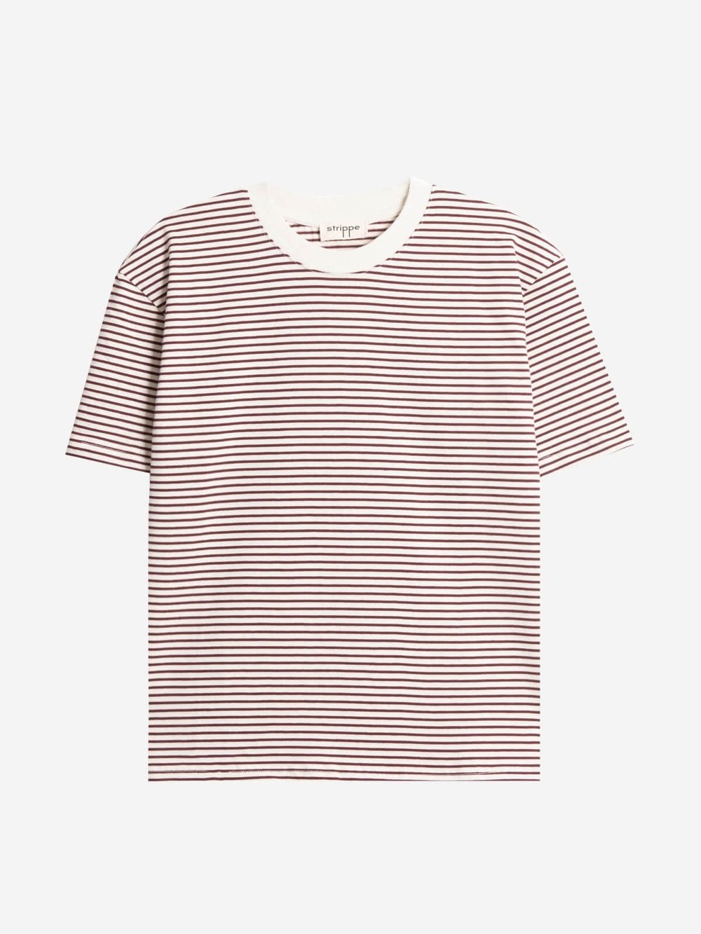 BRETON	 - Bordo Çizgili Regular Kalıp Krem T-shirt 