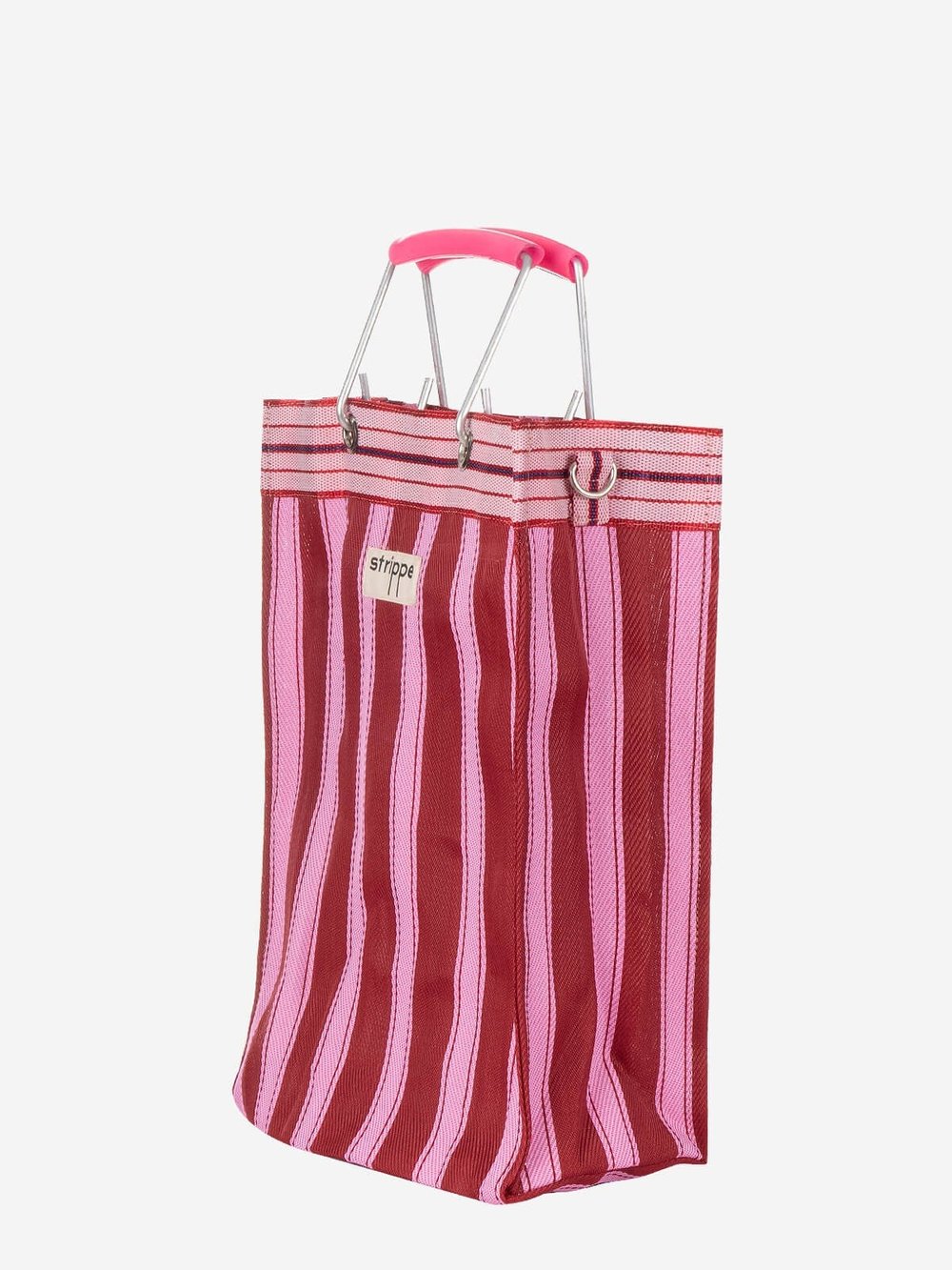 KYRO - Bordo Pembe Çizgili Dikey Naylon Çanta