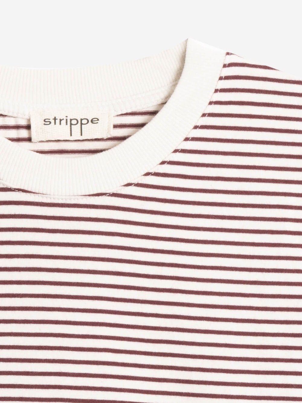 BRETON	 - Bordo Çizgili Regular Kalıp Krem T-shirt 