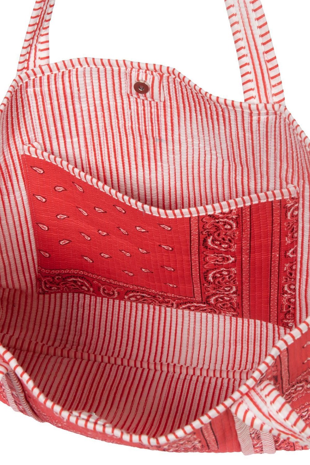 PAISLEY - Şal Desenli Kırmızı Pamuklu Kumaş Günlük Omuz Çantası - Tote Bag