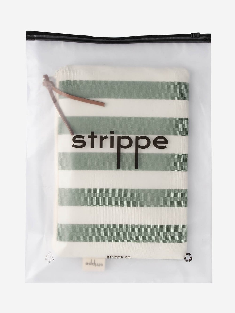 BREEZE - Kalın Çizgili Yeşil Pouch Portföy Çanta