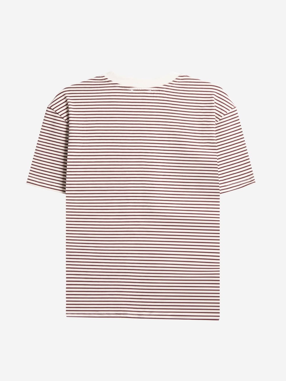 BRETON	 - Bordo Çizgili Regular Kalıp Krem T-shirt 