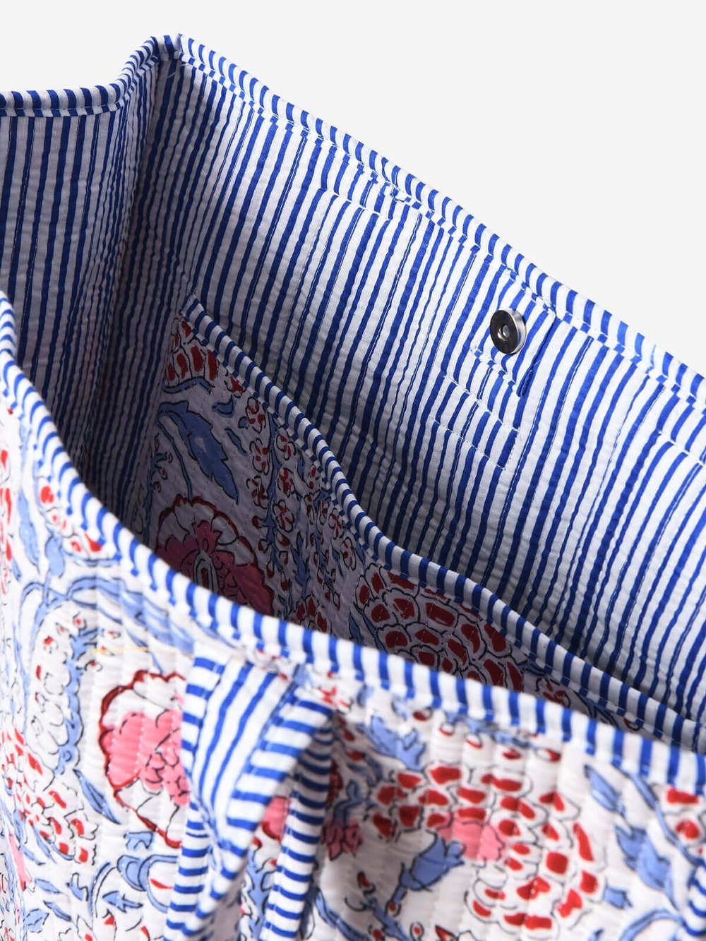 MARIGOLD - Floral Desenli Beyaz Pamuklu Kumaş Günlük Omuz Çantası - Tote Bag