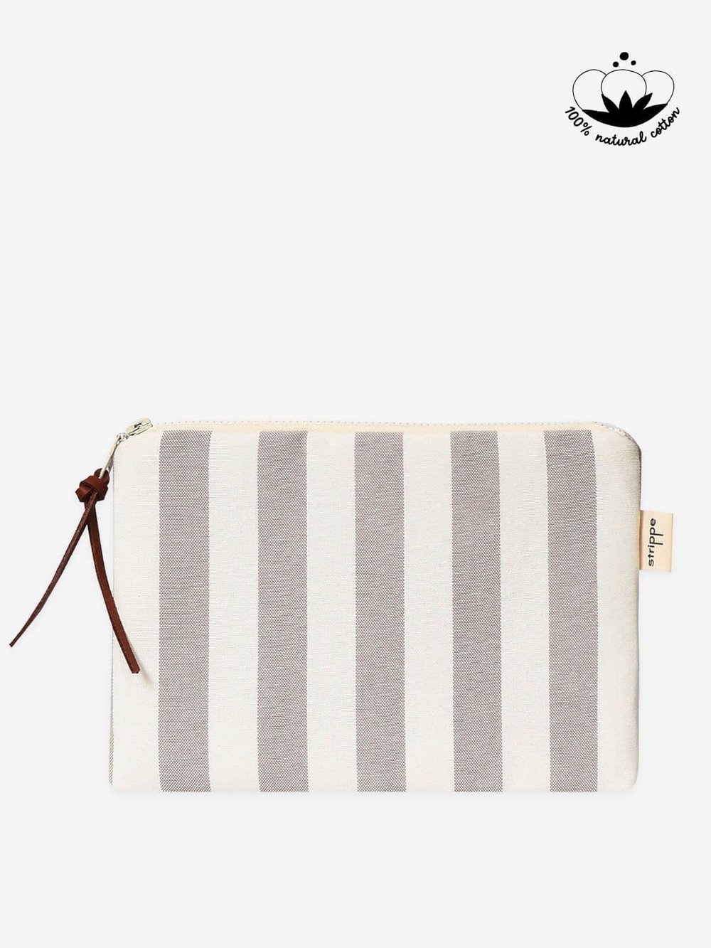 BREEZE - Kalın Çizgili Bej Pouch Portföy Çanta