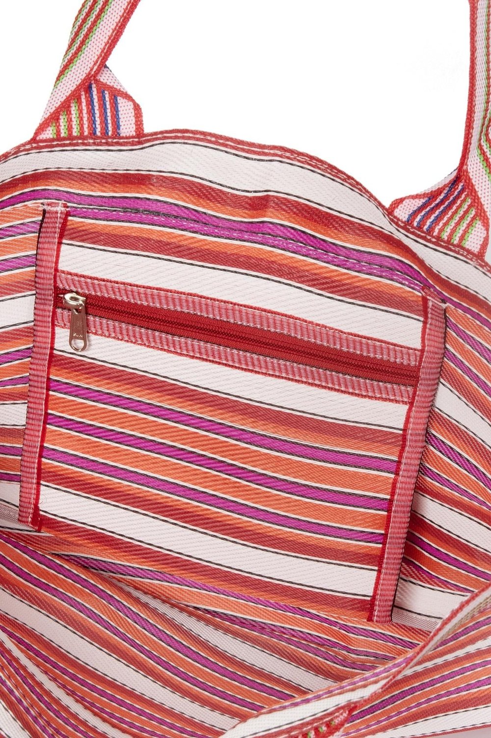TYRA - Turuncu Yatay Çizgili Naylon Kumaş Omuz Çantası - Tote Bag