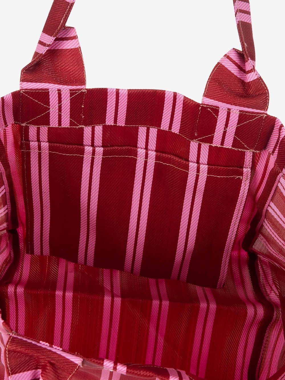 NOVA - Bordo Pembe Çizgili Büyük Boy Naylon Çanta - Tote Bag