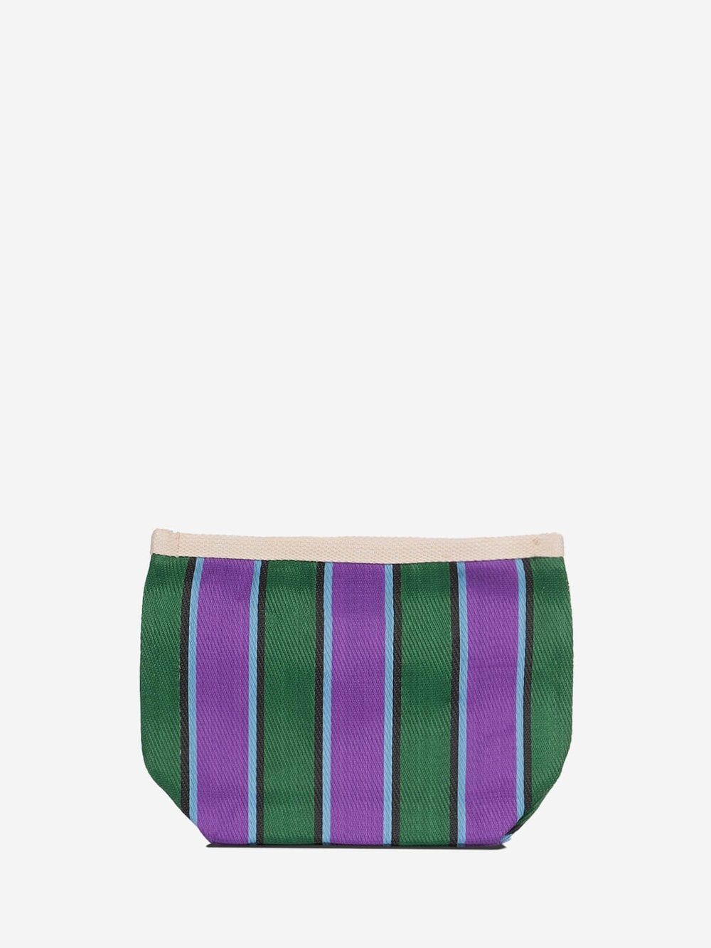 VIVA -Yeşil Eflatun Çizgili Naylon Kumaş Pouch Portföy Çanta