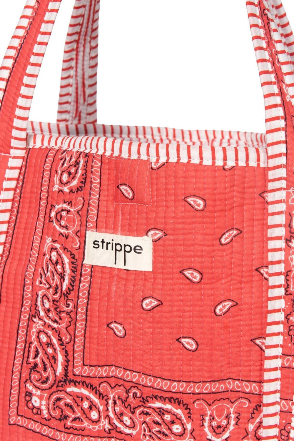 PAISLEY - Şal Desenli Kırmızı Pamuklu Kumaş Günlük Omuz Çantası - Tote Bag