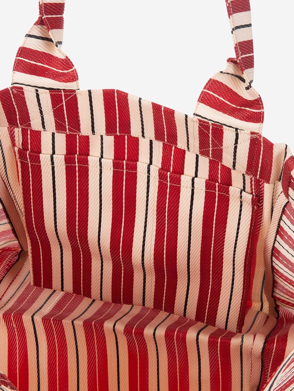NOVA - Bordo Krem Çizgili Büyük Boy Naylon Çanta - Tote Bag