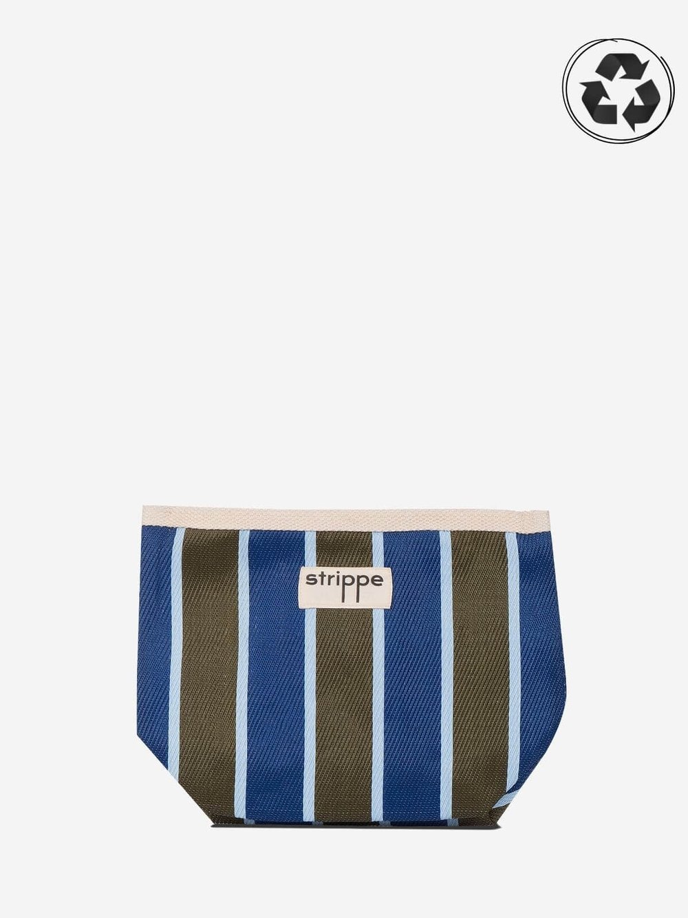 VIVA - Haki Lacivert Çizgili Naylon Kumaş Pouch Portföy Çanta