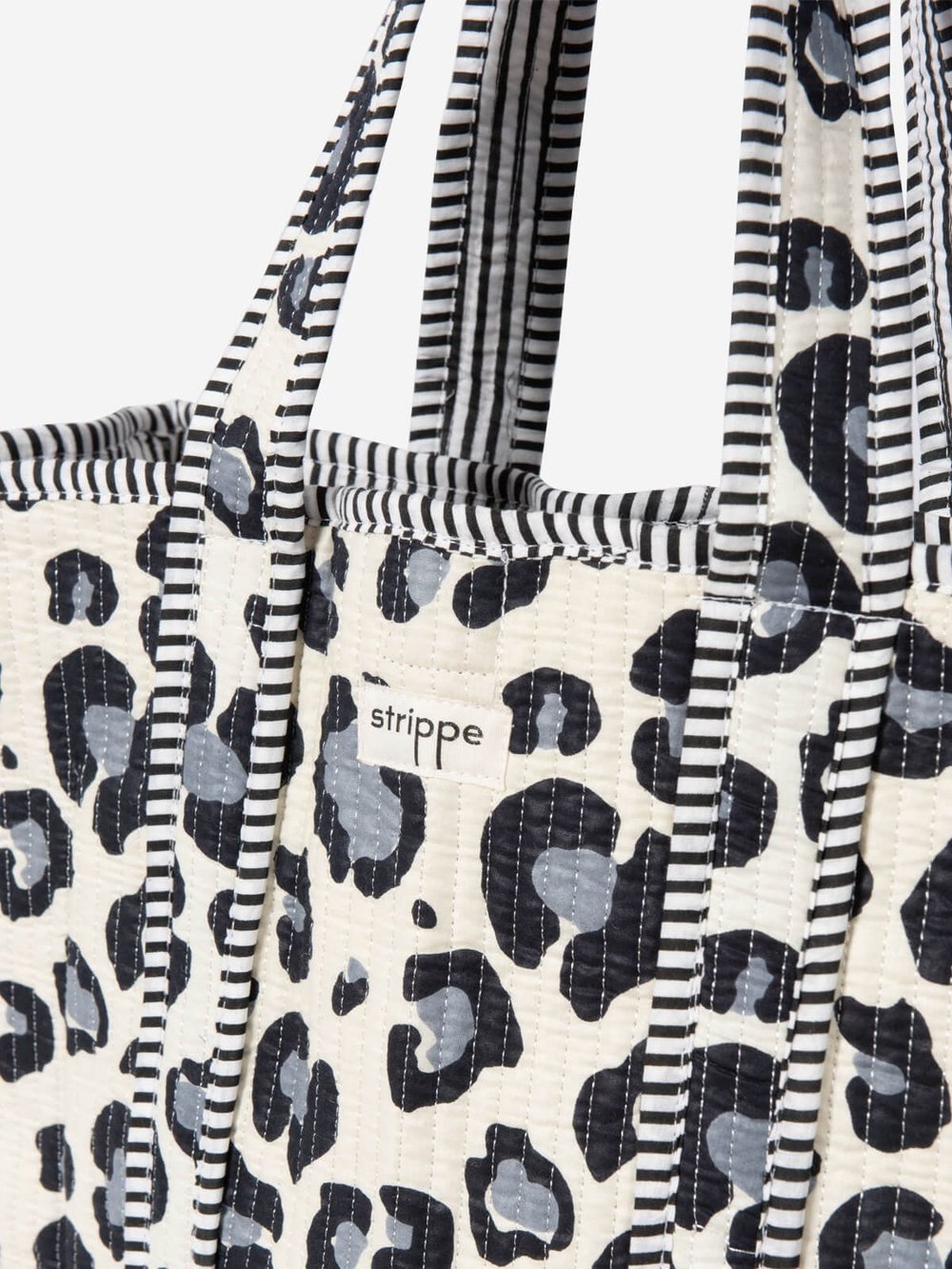 SAFARI- Leopar Desenli Gri Pamuklu Kumaş Günlük Omuz Çantası - Tote Bag
