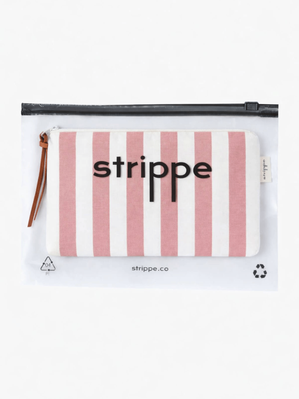 VIBE - Kalın Çizgili Gül Kurusu Pouch Portföy Çanta