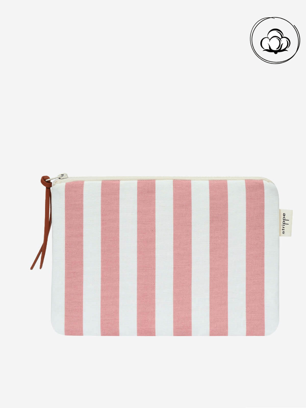 VIBE - Kalın Çizgili Gül Kurusu Pouch Portföy Çanta