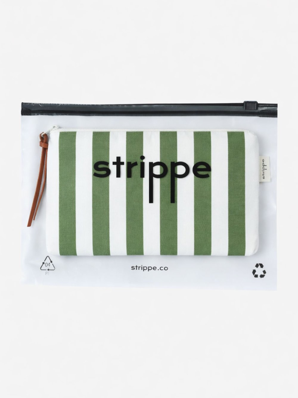 VIBE - Kalın Çizgili Haki Pouch Portföy Çanta