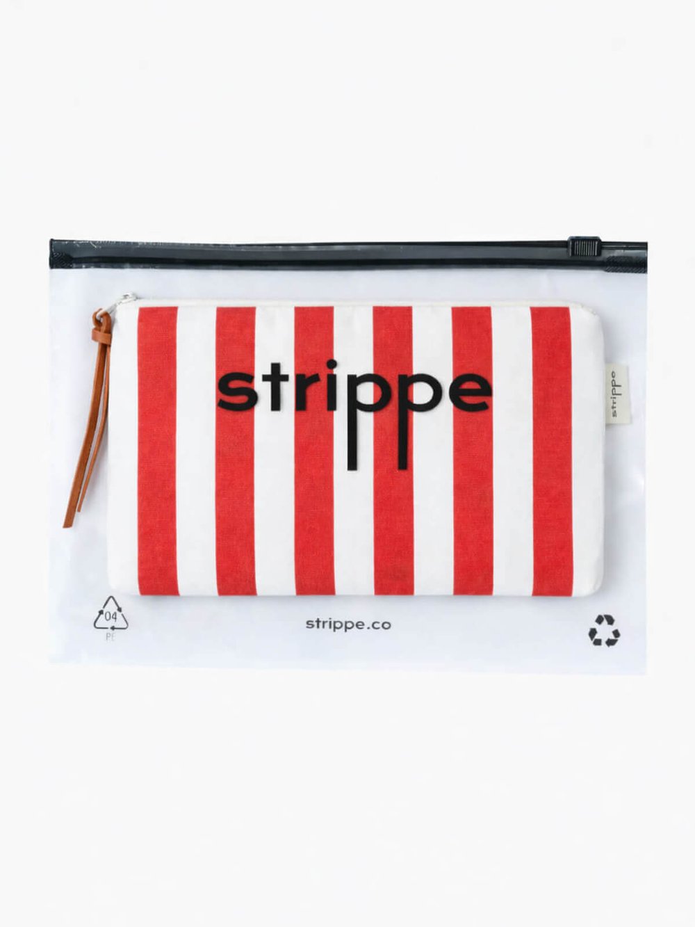 VIBE - Kalın Çizgili Kırmızı Pouch Portföy Çanta