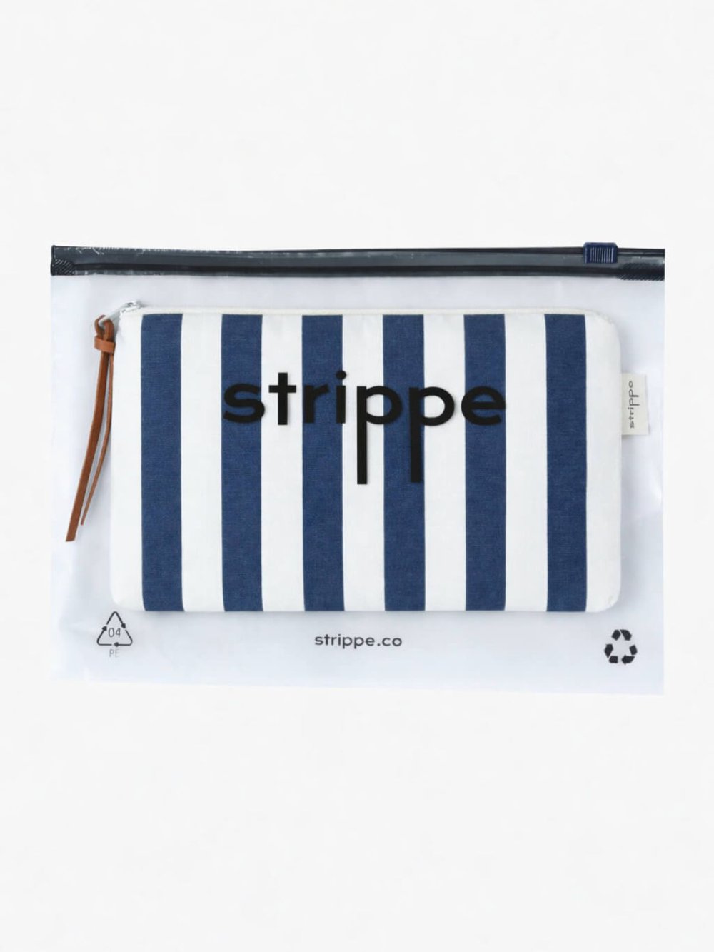 VIBE - Kalın Çizgili Lacivert Pouch Portföy Çanta