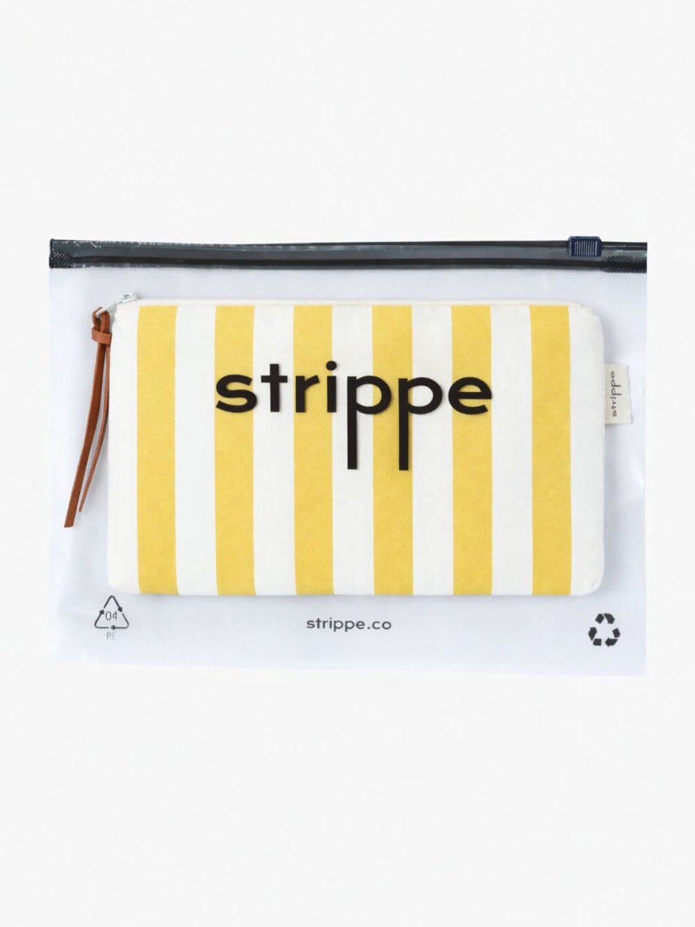 VIBE - Kalın Çizgili Sarı Pouch Portföy Çanta