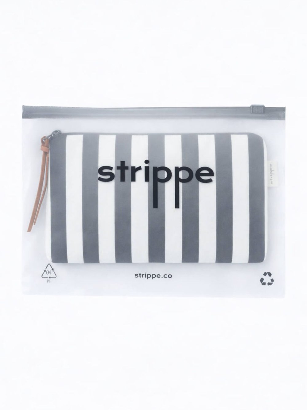 VIBE - Kalın Çizgili Siyah Pouch Portföy Çanta