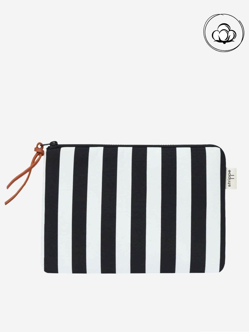 VIBE - Kalın Çizgili Siyah Pouch Portföy Çanta
