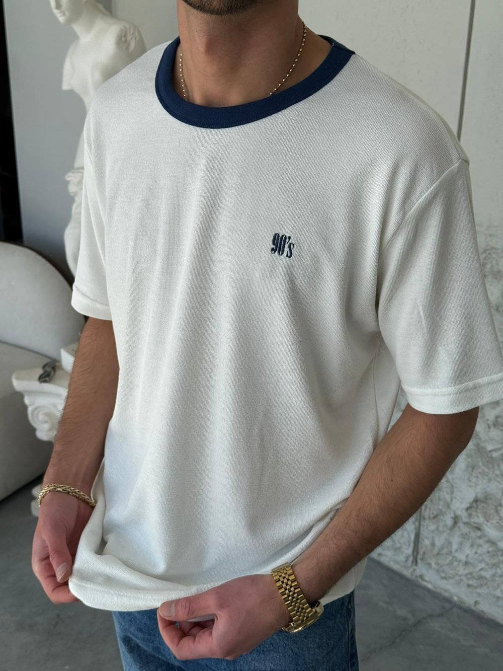90s Beyaz Triko Tişört