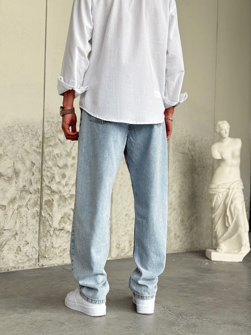 Bel Lastik İpli Baggy Kot Pantolon