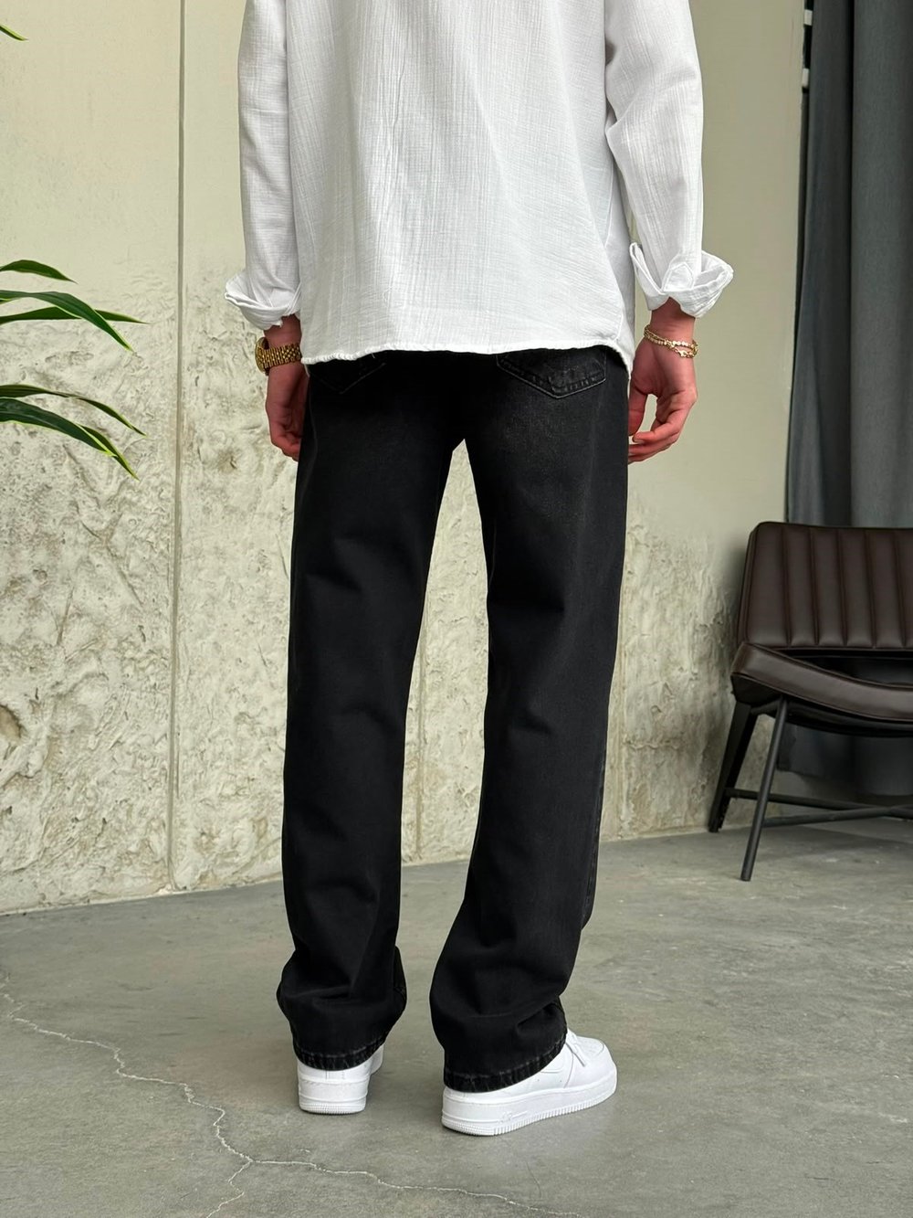Füme Taşlamalı Baggy Kot Pantolon